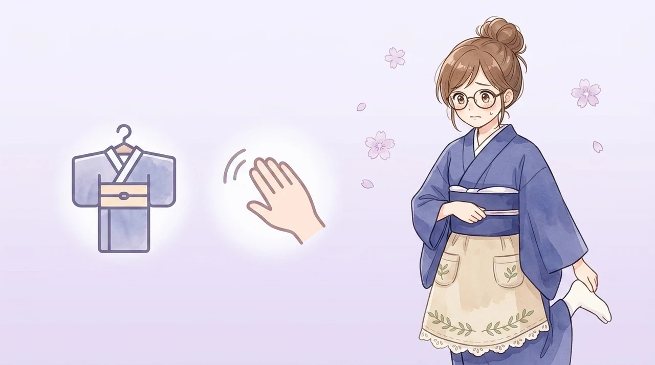 おはしょり部分のもこもこを解消する着付け術
