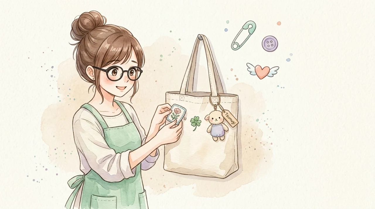 バッグや服に付けた着用イメージと飾り方