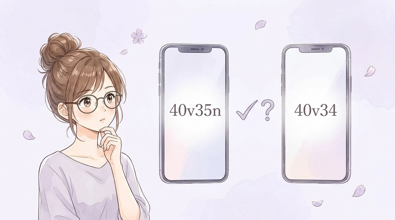 40v35nと40v34のスペック比較表